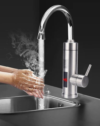 Instant Hot Water Faucet with Digital Temperature Display – Touchless Sensor Kitchen Tap, 3000W Electric Water Heater, Stainless Steel
