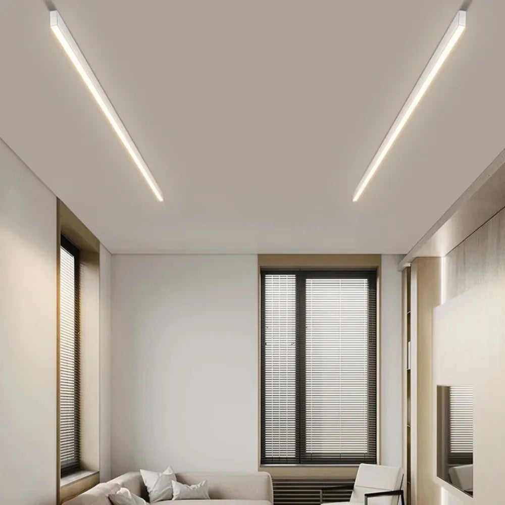 Plafonnier LED linéaire à montage encastré de 47 pouces, luminaire noir pour chambre, salon, couloir, éclairage domestique minimaliste contemporain