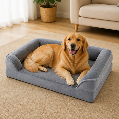 Panier pour chien en mousse alvéolée orthopédique antidérapant Ortekor (housse amovible et lavable)