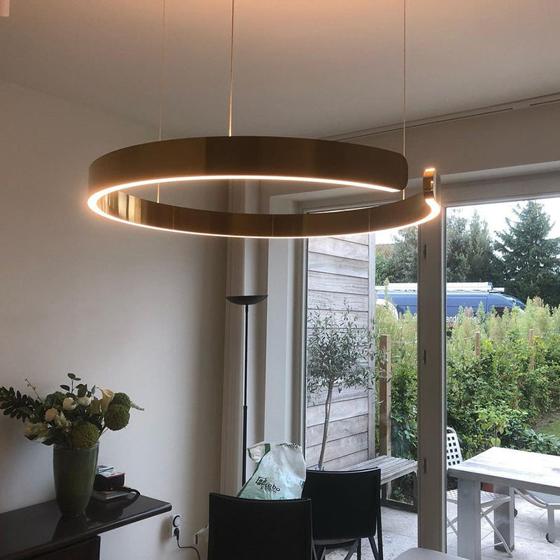 Plafonnier LED circulaire à anneau en aluminium de 20 po, hauteur réglable pour îlot de cuisine, salle à manger et hall d'entrée, luminaire suspendu moderne en forme de halo, économe en énergie