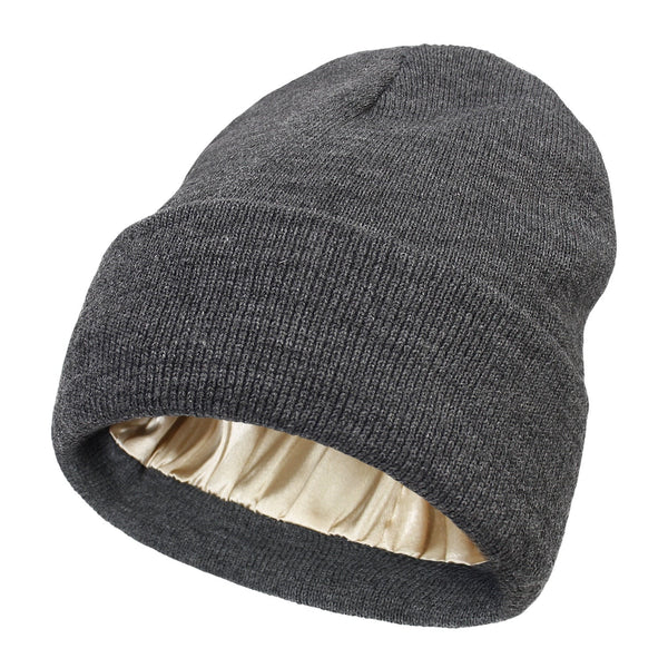 Silk-Lined Winter Beanie for Women – Protects Hair from Frizz, Static & Cold – Soft Wool Hat with Smooth Interior Lining for Everyday Wear