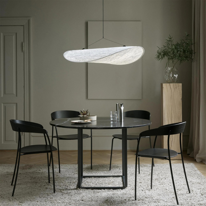 Woven Silk Shade Hanging Lamp White 16-31 in Adjustable Cord Warm Ambient Glow for Dining Room Bedroom Living Room Modern Minimalist Ceiling