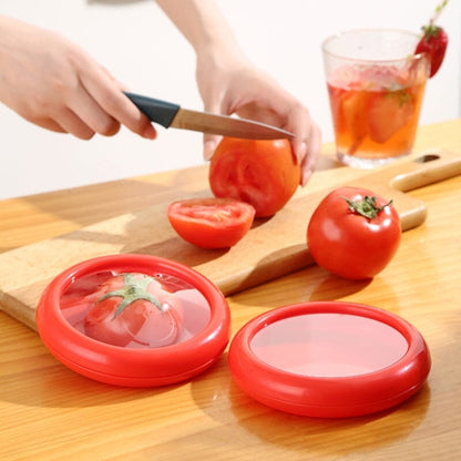 Stretch-Seal Half-Fruit Storage Containers with Snap-On Lids, Set of 4 Nesting Bins for Avocado Lemon Onion Tomato, BPA-Free Fresh Keeper