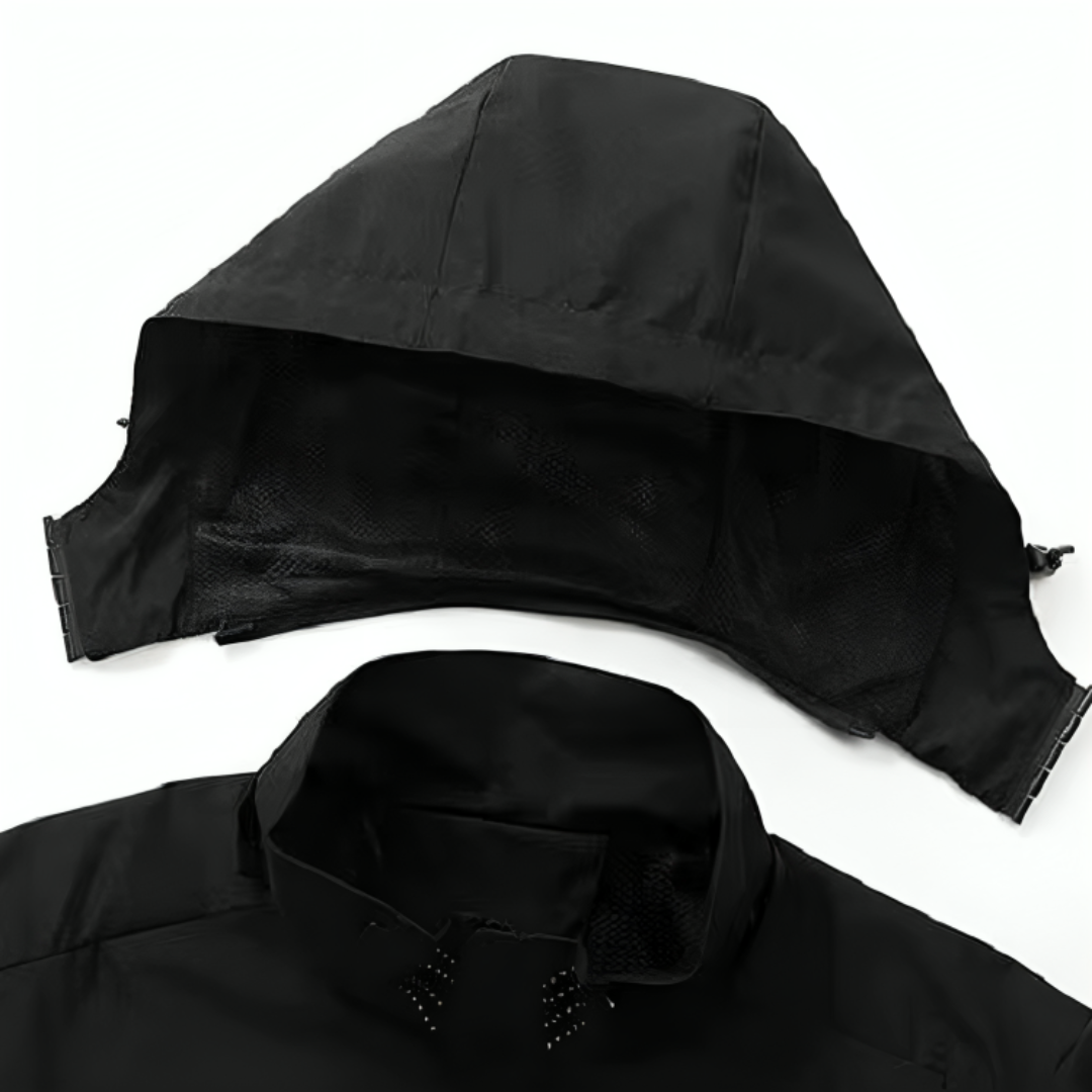 Veste de pluie légère zippée à capuche – Coupe-vent respirant pour homme