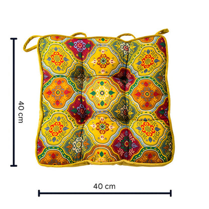 Mira Tie-Strap Cushion - Microfiber Blend, Boho Patchwork Design