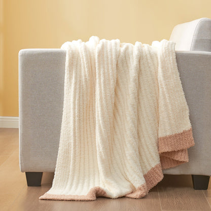 Ortekor Cozy Bliss | Soft Ribbed Throw Blanket with Vertical Stripe Pattern | Lightweight Comfort for Modern Living