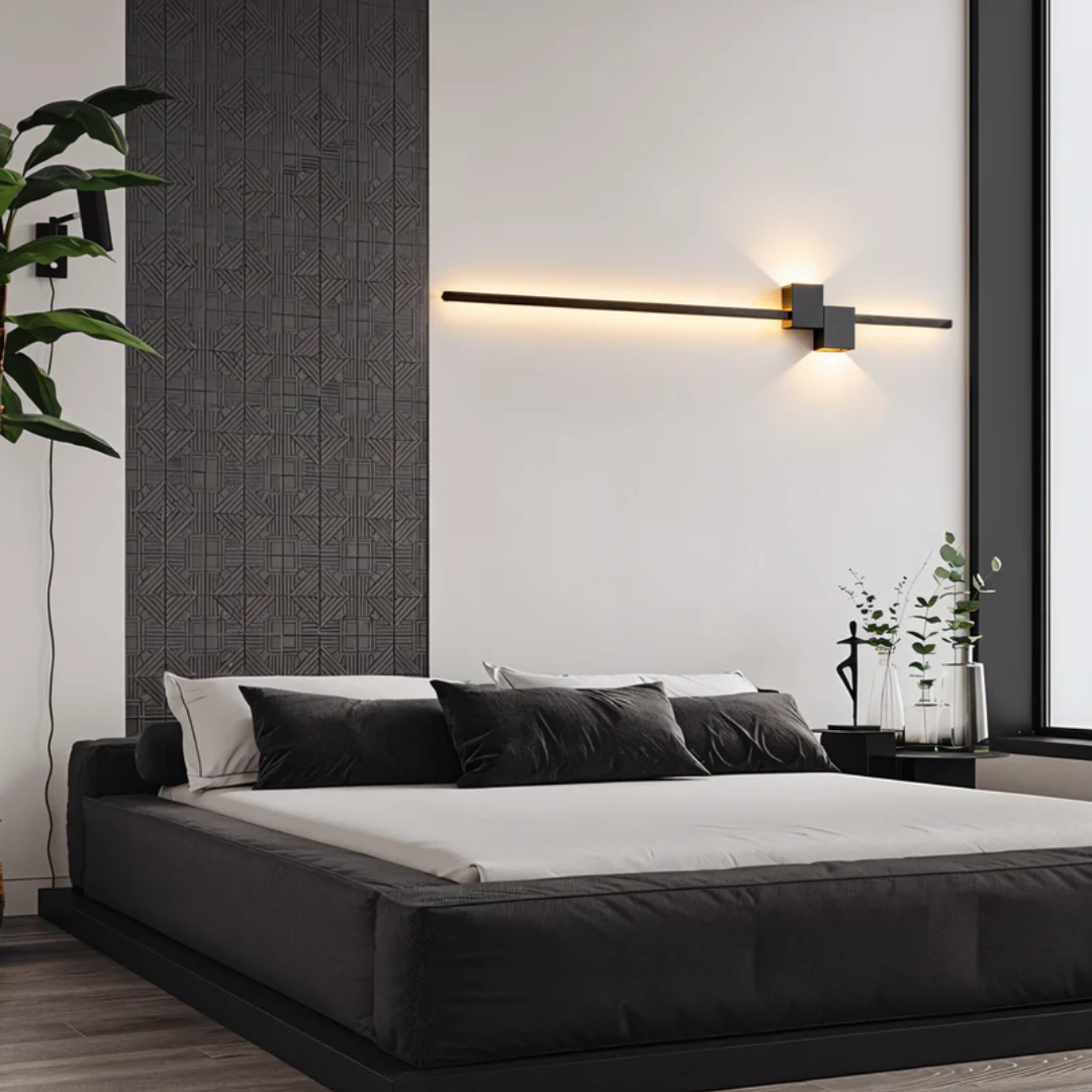 Applique murale LED moderne, réglette linéaire, blanc chaud, aluminium, 60 cm, pour salon, chambre, couloir, bureau, style contemporain
