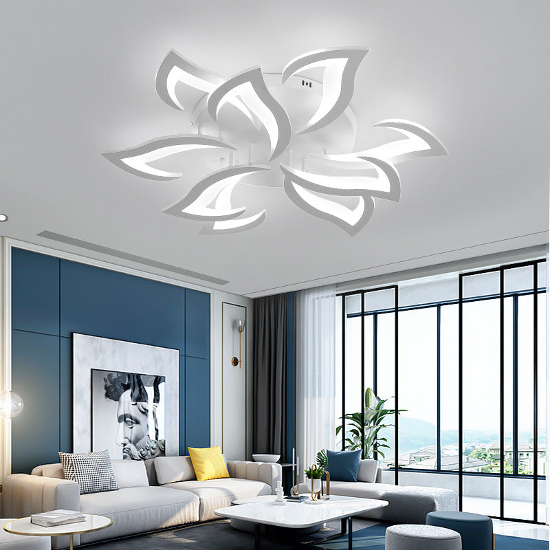 Flush Mount LED Fixture Metal Acrylic Black Layered Floral Pattern for Bedroom Living Room Hallway Contemporary Home Decor Overhead Light
