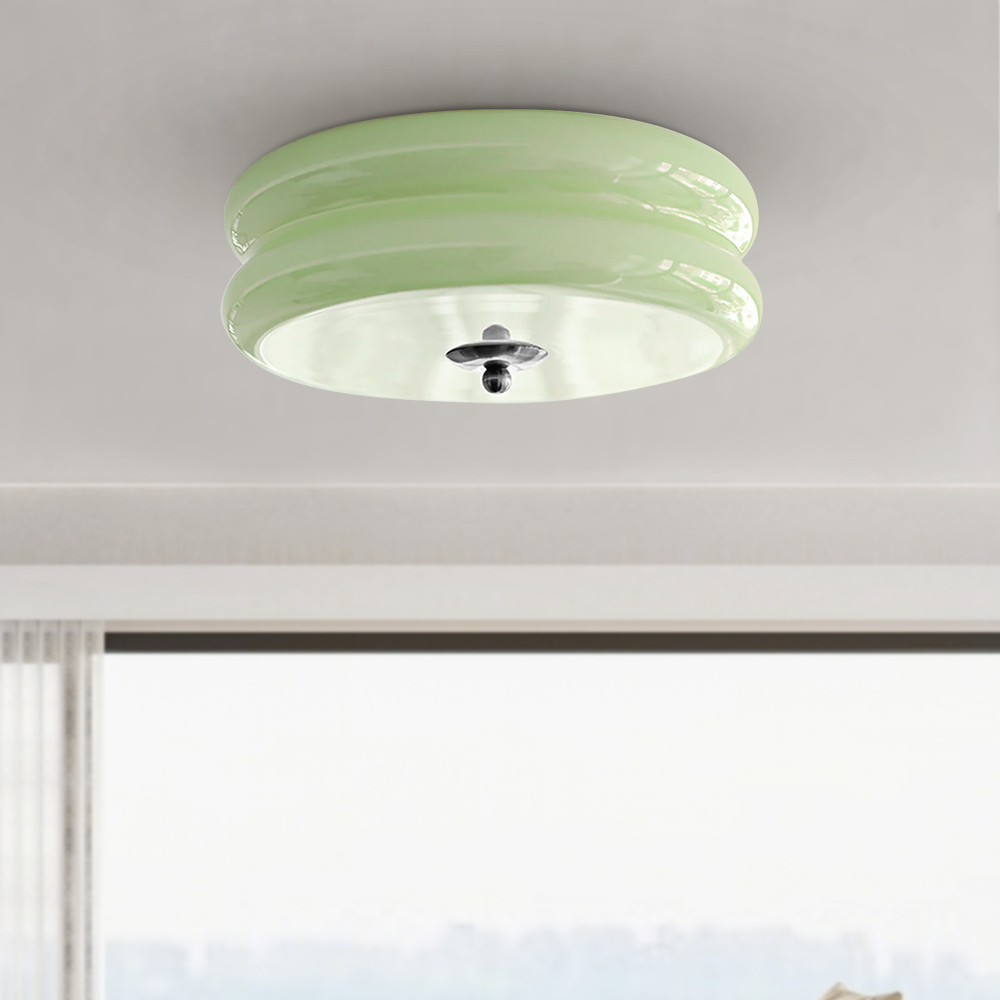 Flush Mount LED Fixture with Adjustable Color Temperature Glass Shade 13 in Diameter for Bedroom Living Room Dining Room Modern Art Deco Sty