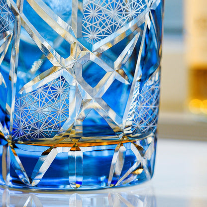Japanese Cut Crystal Whisky Glass with Gift Box Lightning Pattern Barware for Scotch Bourbon Cocktails Home Bar Décor Artisan Glassware Coll