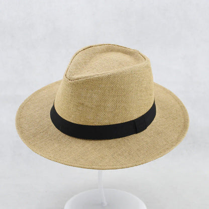 Chapeau Fedora en paille UPF 50+ avec bord modelable et bande en cuir pour hommes et femmes
