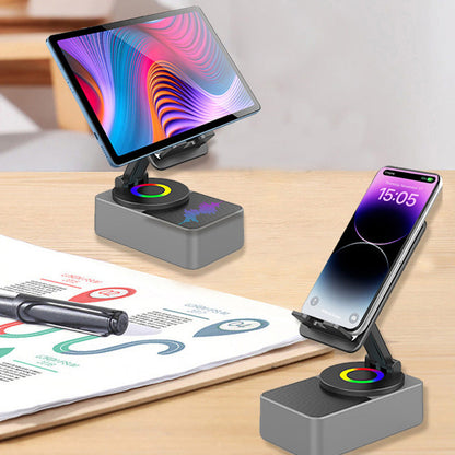 Rotating Wireless Speaker Phone Stand with 40mm Subwoofer & 360° Swivel for Smartphones & Tablets