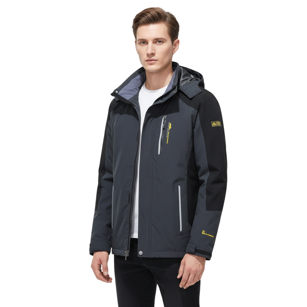 Men's Windproof Rain Shell Jacket with Removable Hood for Hiking, Camping & Outdoor Adventures – Waterproof Lightweight Expedition Coat