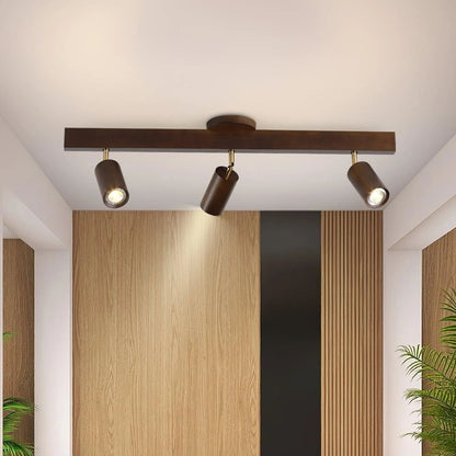 Track Lighting Fixture Wood Finish Adjustable Spotlights for Kitchen Living Room Hallway Bar Rail Ceiling Mount Directional Accent Lights