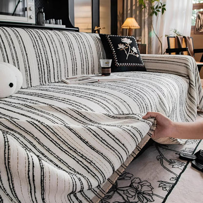 Regal Sofa Cover - Ultra-Soft Chenille, Timeless Stripes