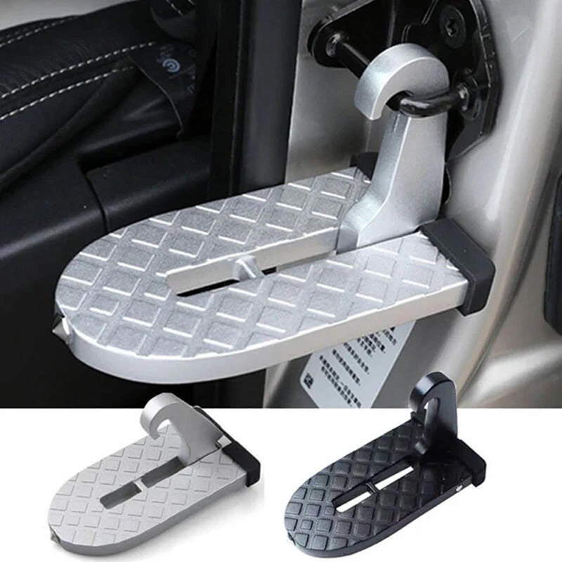Rooftop Access Step with Emergency Glass Breaker for SUVs, Trucks & Jeeps – Foldable Aluminum Car Door Latch Hook Footstep with Protective