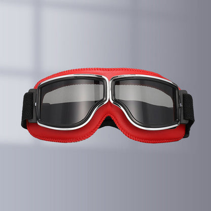 Retro Aviator Motorcycle Goggles with Padded Frame & Adjustable Strap for Men & Women