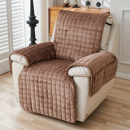 Quilted Recliner Slipcover with Storage Pocket – Microfiber Furniture Protector for Living Room, Family Room & Den – Anti-Slip Chair Cover