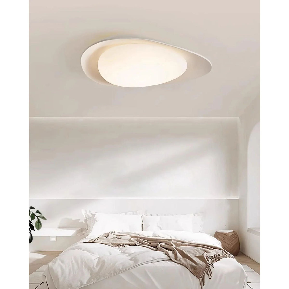 Organic Resin LED Flush Mount Light Green Beige for Bedroom Living Room Dining Room Modern Overhead Lighting Nature-Inspired