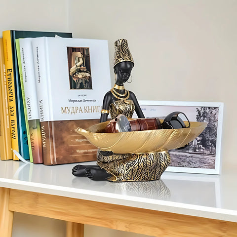 Elysia Jewelry Organizer Stand - Durable Resin, Elegant Black Female Figure