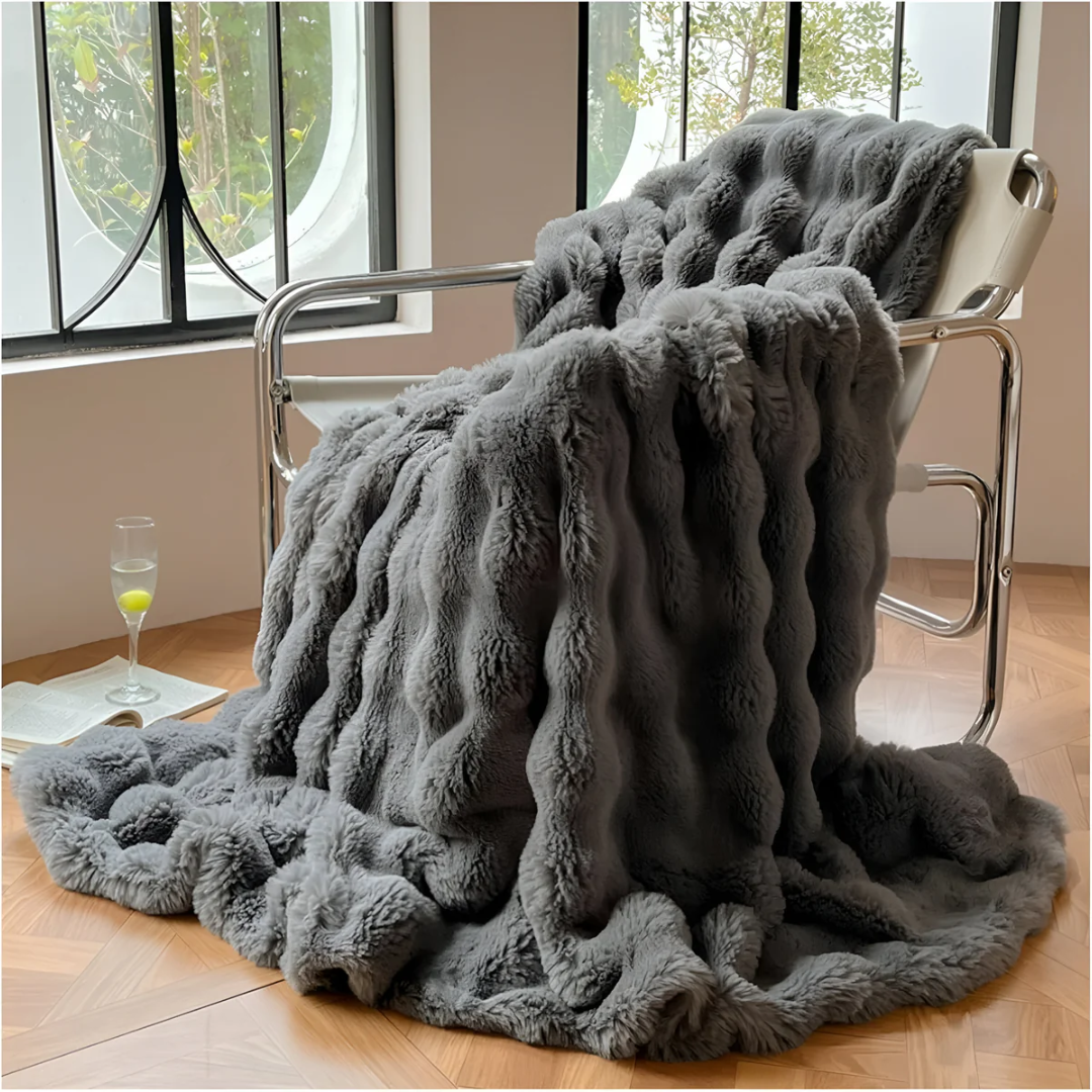Faux Fur Throw Blanket 59 x 79 Inches Beige Polyester for Couch Bed Bedroom Soft Warm Oversized Decorative Living Room Sofa Cover