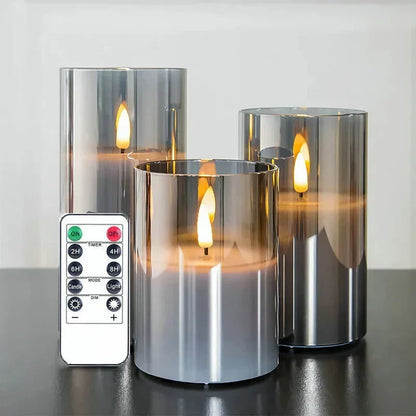Flameless LED Pillar Candles with Remote Control & Timer – 3-Piece Set, Realistic Flickering Flame Effect for Living Room, Bedroom, Dining