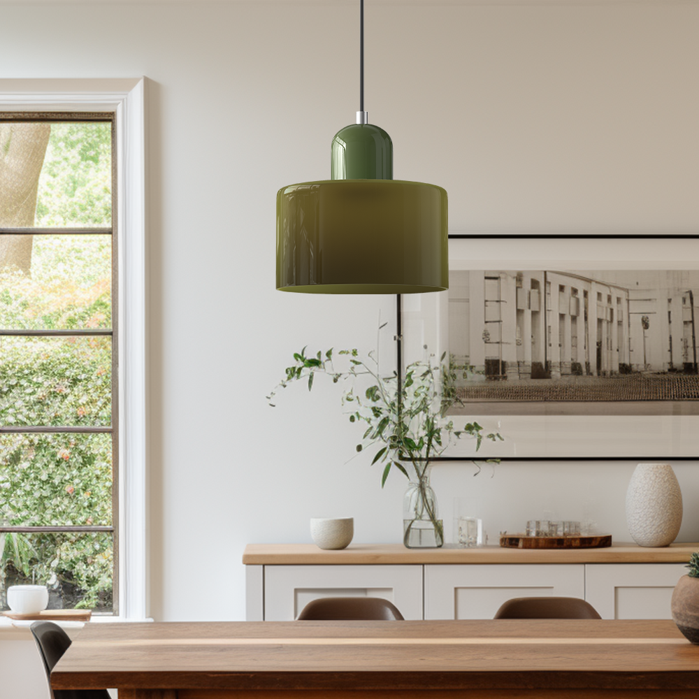 Glass Pendant Light Fixture with Adjustable Cord for Kitchen Island, Dining Room, and Living Room
