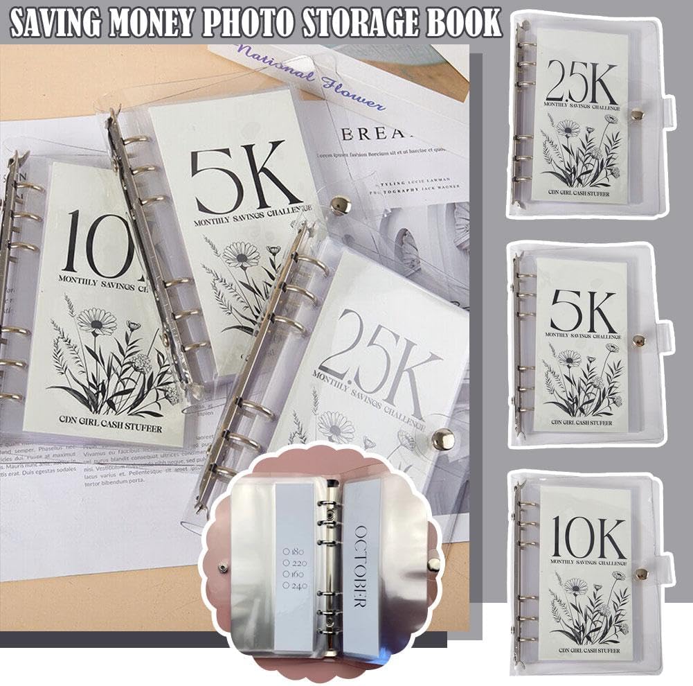 Year-Long Cash Envelope Budget Organizer Binder with Pockets for Monthly Savings Goals Personal Finance Tracker Ring Binder Waterproof