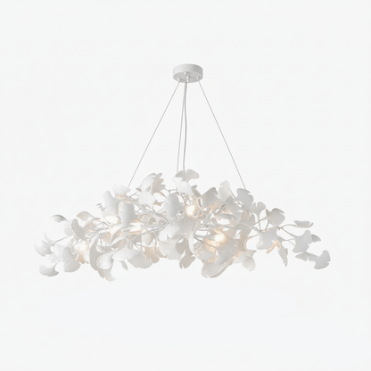 Handcrafted Porcelain Leaf Ceiling Fixture with Flexible Branches Gold White 70 in Statement Overhead Lighting for Dining Room Entryway Livi
