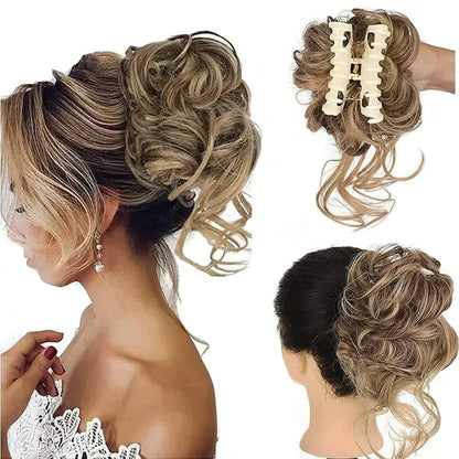 Curly Hair Bun Extension for Natural Volume - Clip-In Style