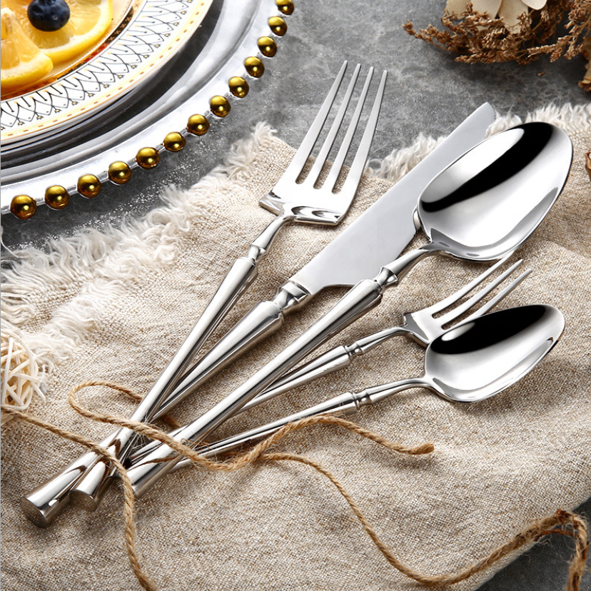 Stainless Steel Flatware Service for 6 – Complete 24-Piece Dinner Set with Table Knives, Forks, Spoons & Teaspoons for Everyday Dining &