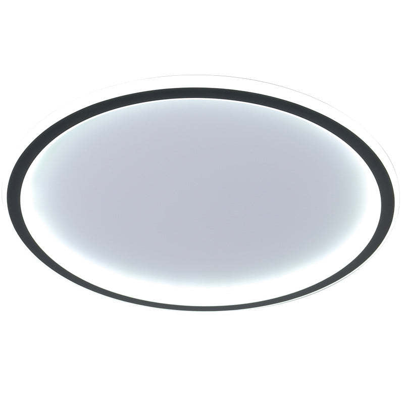 Dimmable Round LED Flush Mount Ceiling Light for Bedroom Living Room | Black White Metal Acrylic | Indoor Hardwired 12-20 Inch Fixture