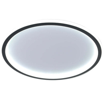 Dimmable Round LED Flush Mount Ceiling Light for Bedroom Living Room | Black White Metal Acrylic | Indoor Hardwired 12-20 Inch Fixture