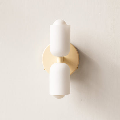 Dual-Beam Acrylic Wall Sconce with Warm Glow and Cream Diffuser for Living Room Hallway Bedroom Entryway