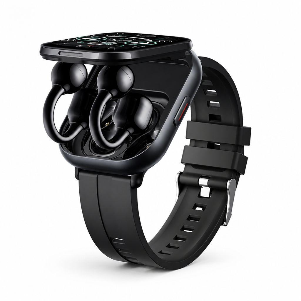 Montre connectée à écran tactile HD avec écouteurs sans fil intégrés
