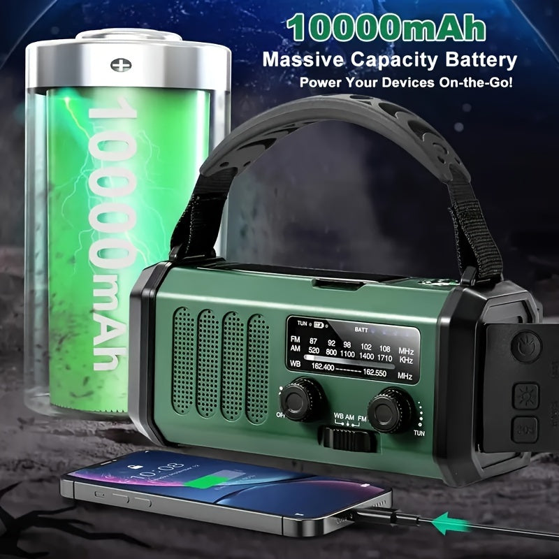 Solar Hand Crank Emergency Weather Radio with Flashlight & Phone Charger for Camping Hiking Outdoor Survival Power Outage Preparedness