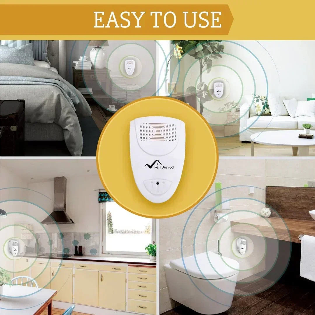 Electronic Bug Deterrent for Home 215 sq ft Room Coverage Plug-In Sonic Frequency Device for Bedroom Kitchen Living Room Indoor Pest Control