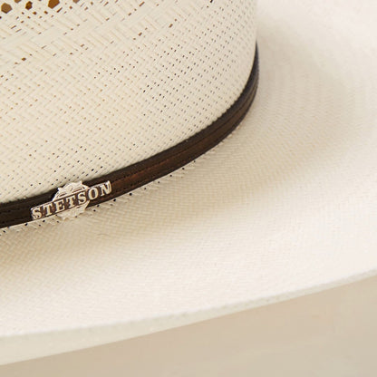 Woven Straw Western Hat with Leather Band – Ventilated Cattleman Crown for Men & Women