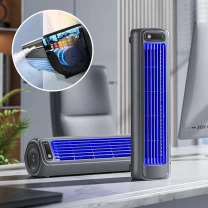 Portable Cordless Tower Fan – Rechargeable Cooling Device for Travel, Desk, and Bedside