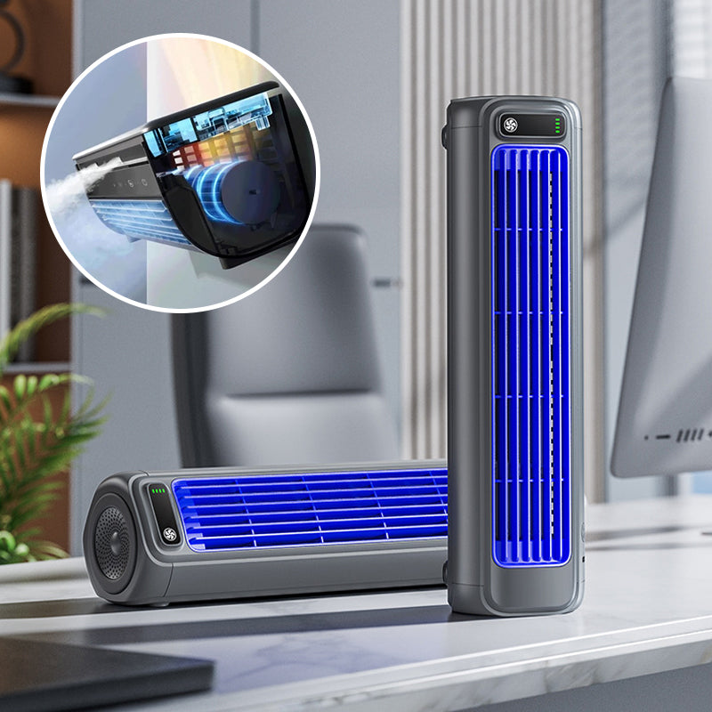 Rechargeable Tower Fan Wireless 12-Inch Desk Air Circulator for Home Office Bedroom Personal Cooling Desktop Portable Battery Powered Compac