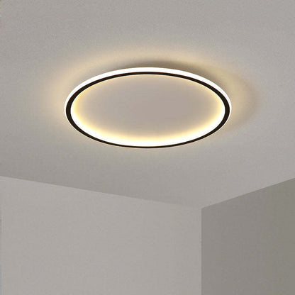 Dimmable Round LED Flush Mount Ceiling Light for Bedroom Living Room | Black White Metal Acrylic | Indoor Hardwired 12-20 Inch Fixture
