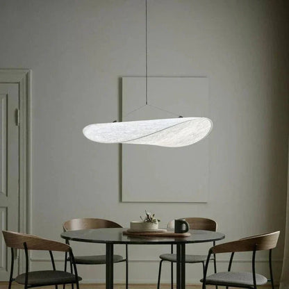 Suspension abat-jour en soie fait main, LED intégrée, télécommande