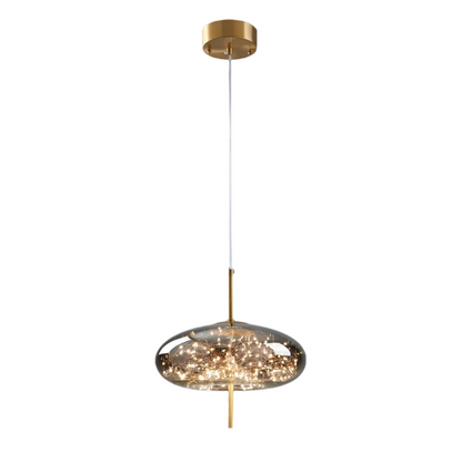 Glass Hanging Fixture with Adjustable Cord for Dining Table & Kitchen Island | Modern Suspended Light in Amber or Gray | Oval Sphere Capsule