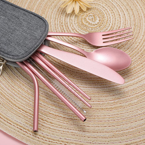 Portable Stainless Steel Cutlery Set with Waterproof Case | Compact and Durable for On-the-Go Dining