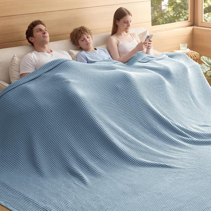 Couverture Ortekor Cozy Comfort | 100 % coton avec tissage gaufré | Légère et respirante pour une utilisation toute l'année