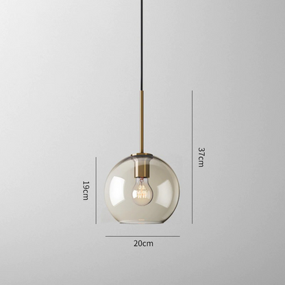 Amber Glass Pendant Light Fixture with Adjustable Cable for Kitchen Island Dining Room Bedroom Modern Hanging Ceiling Lamp Iron Frame