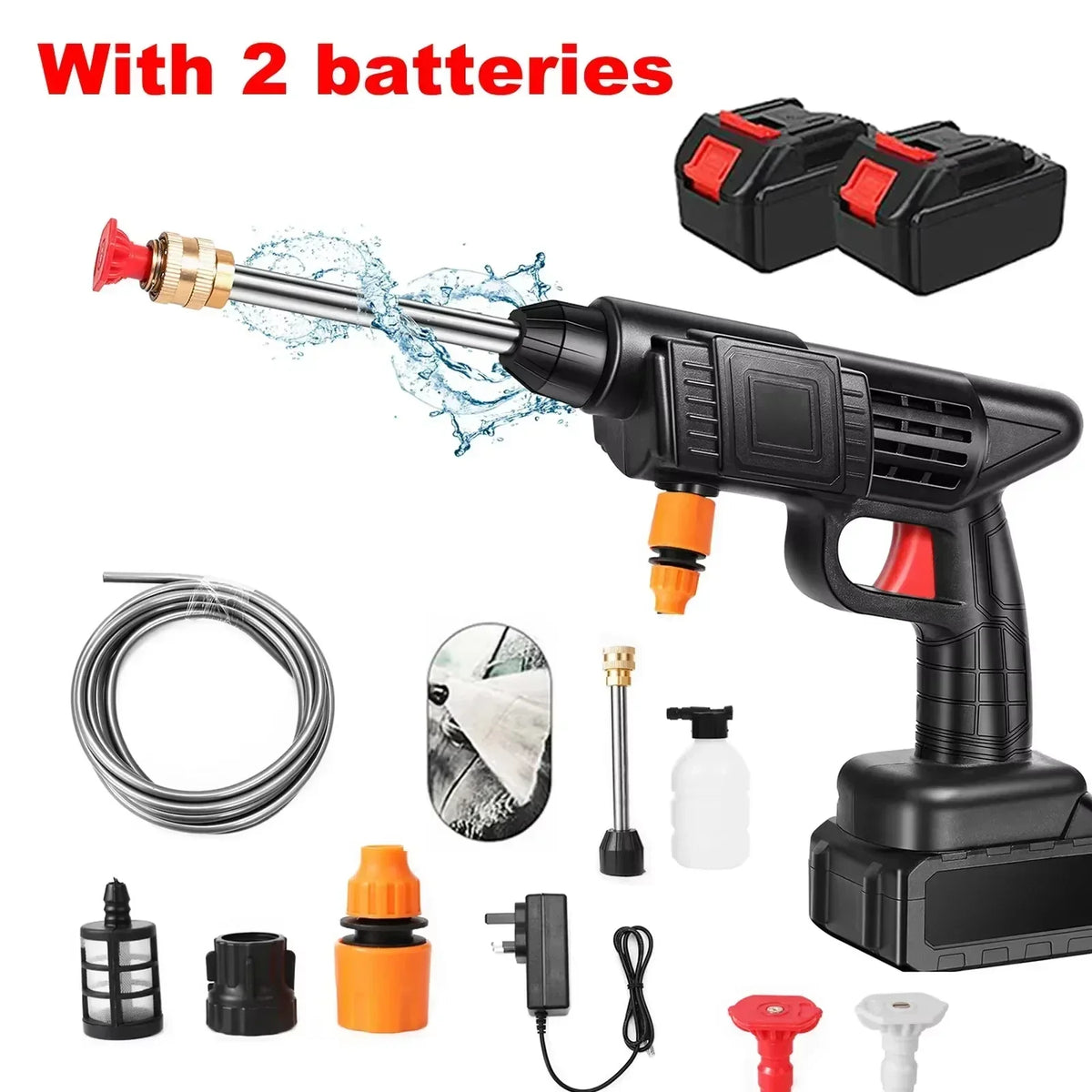 Rechargeable Electric Power Washer for Vehicles & Outdoor Spaces – Battery-Operated Handheld Water Sprayer with Adjustable Nozzle