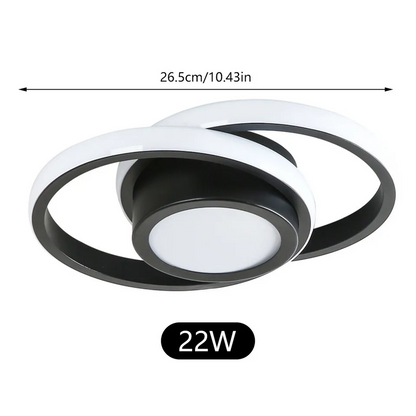 Dual-Loop LED Flush Mount Light Fixture Black Warm Glow for Entryways Contemporary Rooms Apartment Ceilings Low-Profile