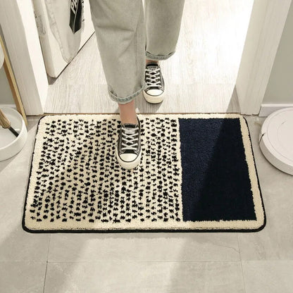 Non-Slip Bathroom Rug 20x32 Inch Multicolor Abstract Polyester Acrylic Shower Mat for Bath Tub Toilet Area Machine Washable Floor Covering M