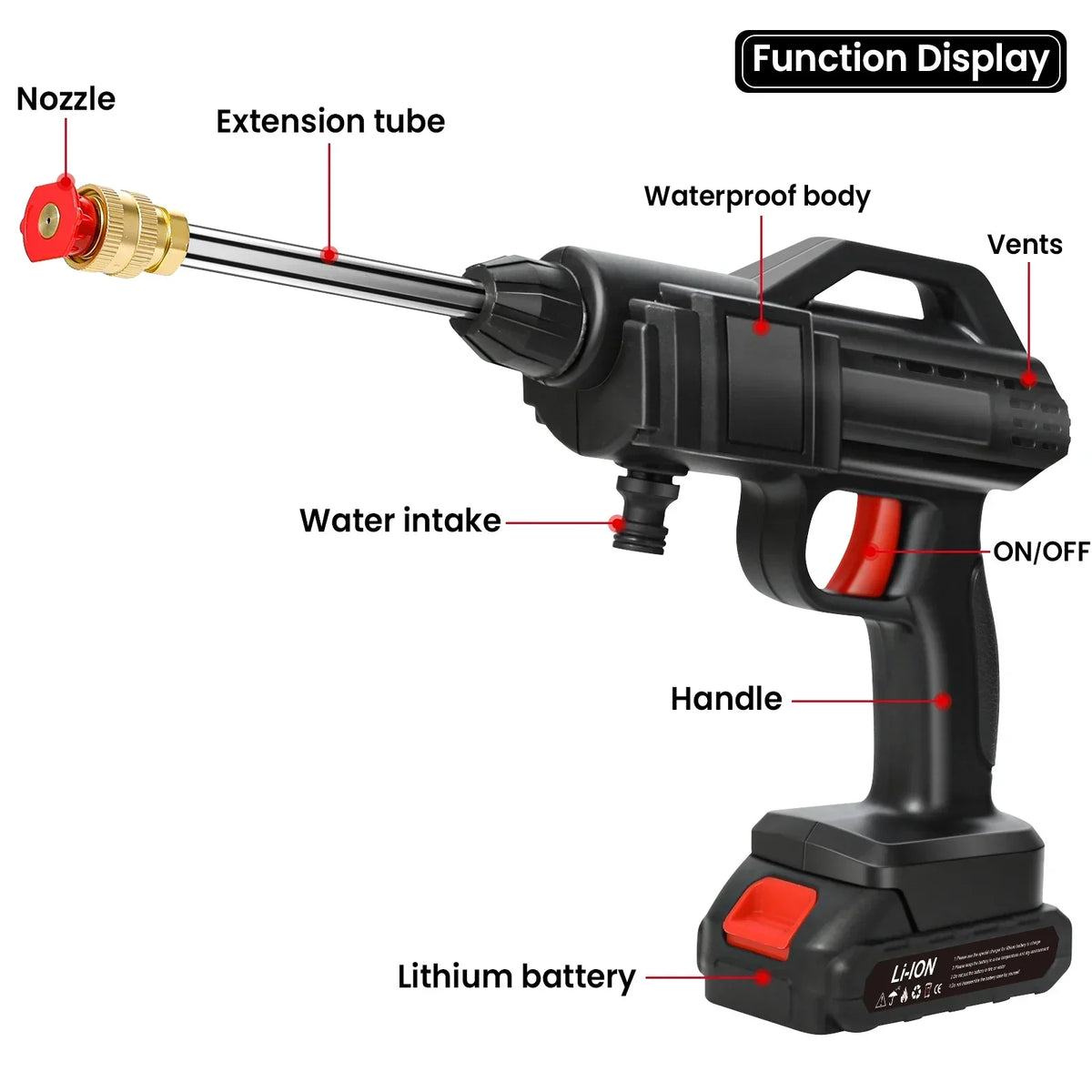 Rechargeable Electric Power Washer for Vehicles & Outdoor Spaces – Battery-Operated Handheld Water Sprayer with Adjustable Nozzle